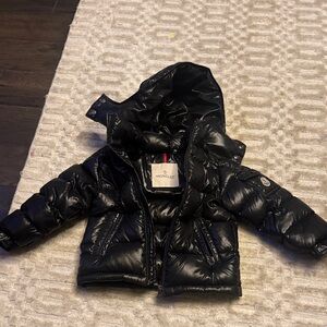 Moncler Kids Shiny Black Puffer Coat
